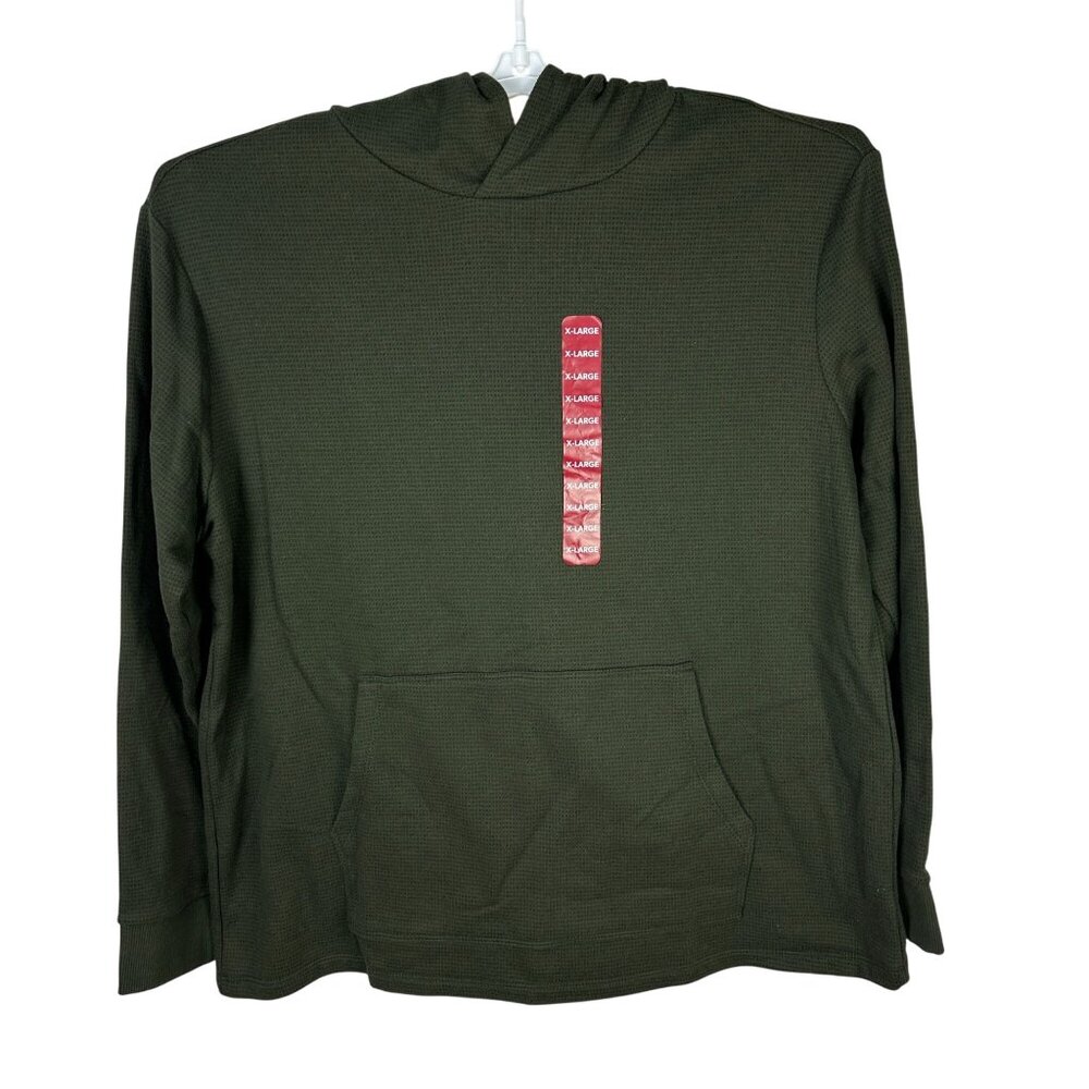 Express Mens X-Large Olive Green Textured Hoodie With Front Pocket